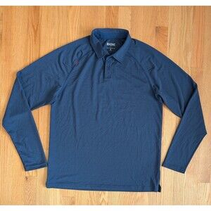 RHONE Delta Pique Polo Shirt Mens Medium Navy Blue Blue Long Sleeve 10228